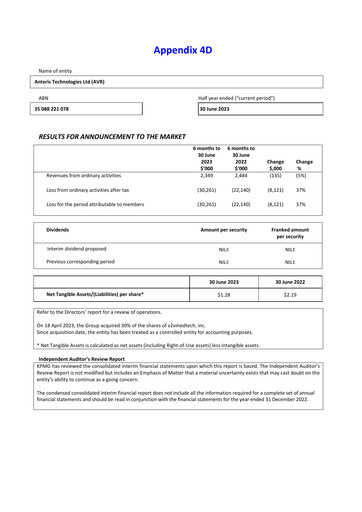 Thumbnail Anteris Technologies Half-year Report 2023-h1
