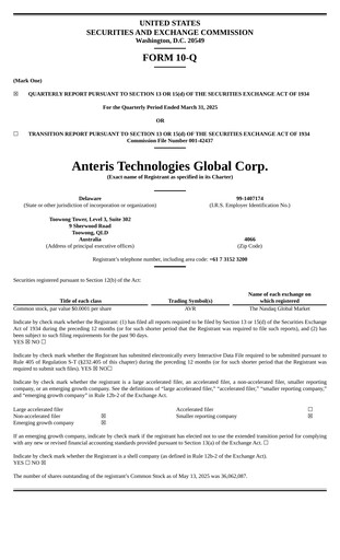 Thumbnail Anteris Technologies Quarterly Report 2025-q1