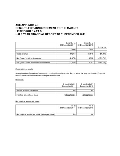 Thumbnail Carnarvon Energy Half-year Report 2011-h1