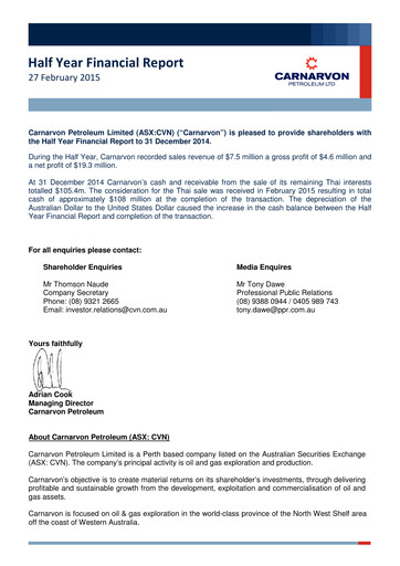 Thumbnail Carnarvon Energy Half-year Report 2015-h1