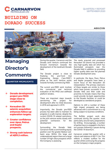 Thumbnail Carnarvon Energy Quarterly Report 2020-q3