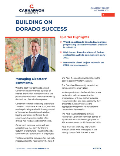 Thumbnail Carnarvon Energy Quarterly Report 2021-q4
