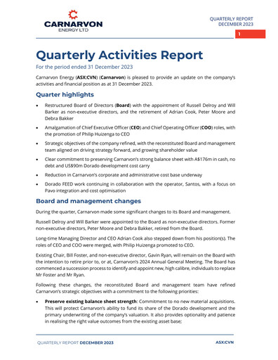 Thumbnail Carnarvon Energy Quarterly Report 2023-q4