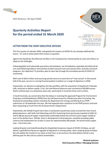 Thumbnail Rex Minerals Quarterly Report 2020-q1