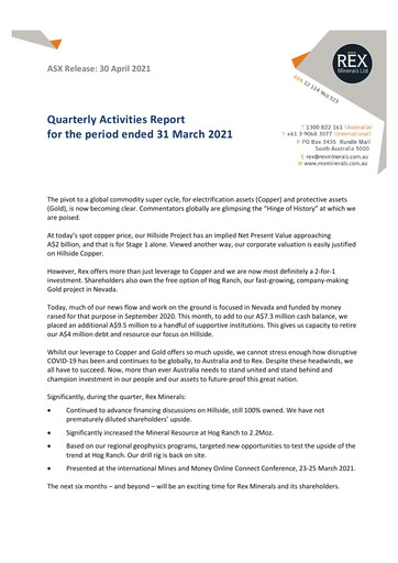 Thumbnail Rex Minerals Quarterly Report 2021-q1