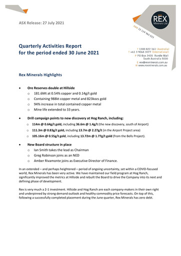 Thumbnail Rex Minerals Quarterly Report 2021-q2