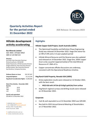 Thumbnail Rex Minerals Quarterly Report 2022-q4