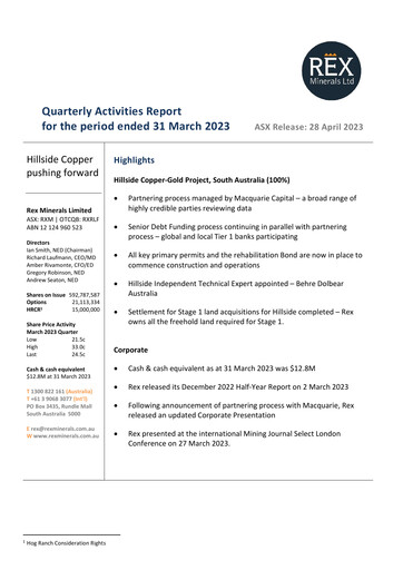 Thumbnail Rex Minerals Quarterly Report 2023-q1