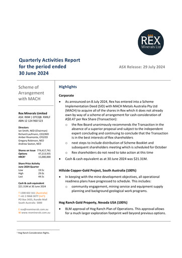 Thumbnail Rex Minerals Quarterly Report 2024-q2