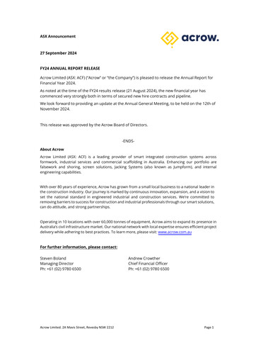 Thumbnail Acrow Limited Annual Report 2024