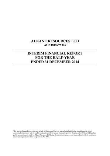 Thumbnail Alkane Resources Half-year Report 2014-h1