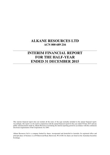 Thumbnail Alkane Resources Half-year Report 2015-h1