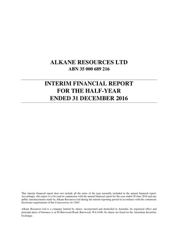 Thumbnail Alkane Resources Half-year Report 2016-h1