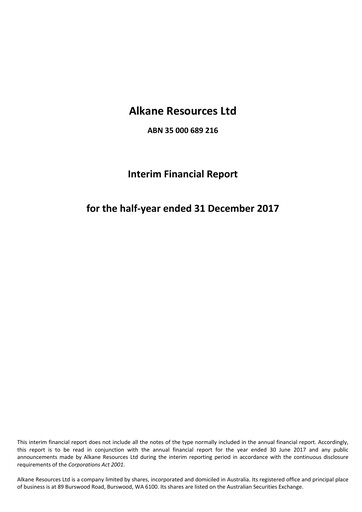 Thumbnail Alkane Resources Half-year Report 2017-h1