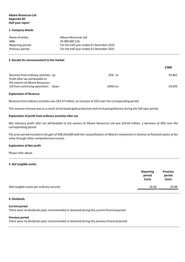 Thumbnail Alkane Resources Half-year Report 2022-h1