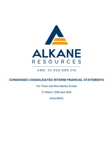 Vorschaubild Alkane Resources Quartalsbericht 2026-q3