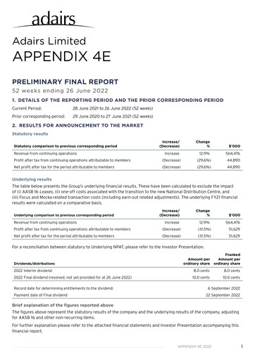 Thumbnail Adairs Limited Annual Report 2022