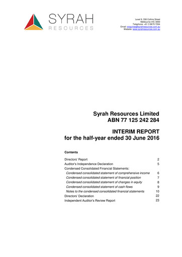 Thumbnail Syrah Resources Limited Half-year Report 2016-h1