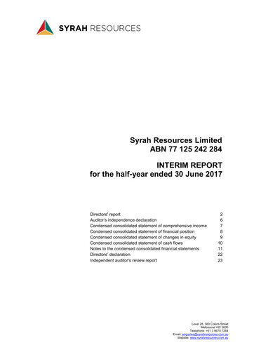 Thumbnail Syrah Resources Limited Half-year Report 2017-h1