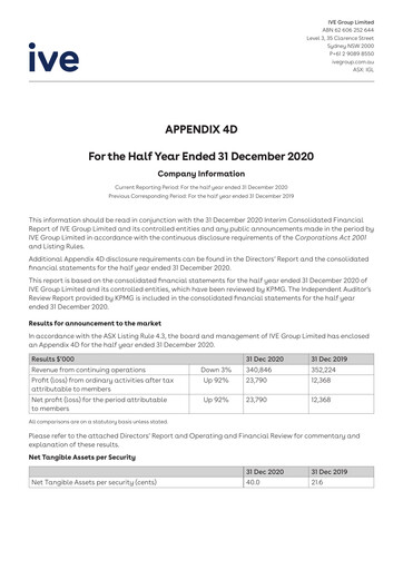 Thumbnail IVE Group Financial Report 2021-h1