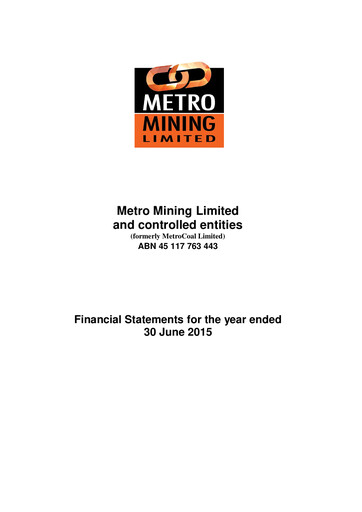 Thumbnail Metro Mining Financial Statement 2015