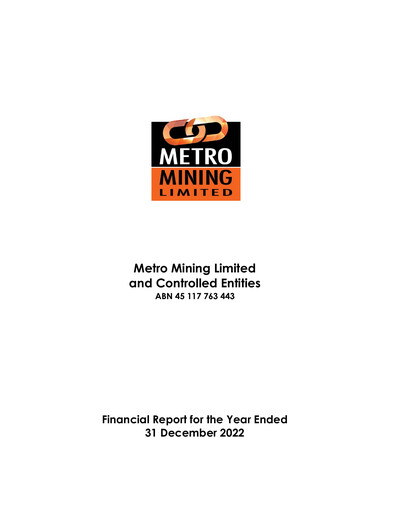 Thumbnail Metro Mining Financial Statement 2022