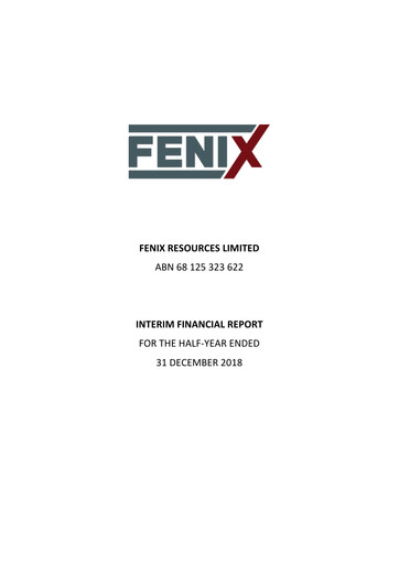 Thumbnail Fenix Resources Financial Report 2019-h1