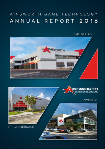Thumbnail Ainsworth Game Technology Annual Report 2016
