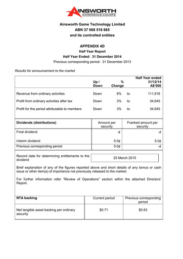 Thumbnail Ainsworth Game Technology Financial Report 2014-h1