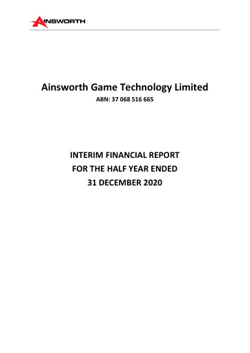 Thumbnail Ainsworth Game Technology Financial Report 2020-h1