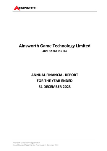 Thumbnail Ainsworth Game Technology Financial Report 2023