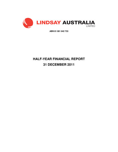Vorschaubild Lindsay Australia Finanzbericht 2012-h1