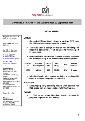 Thumbnail Magnetic Resources NL Quarterly Report 2011-q3