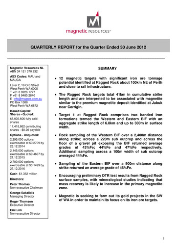Thumbnail Magnetic Resources NL Quarterly Report 2012-q2