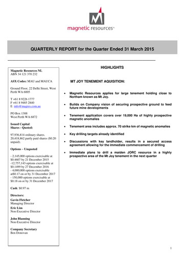 Thumbnail Magnetic Resources NL Quarterly Report 2015-q1