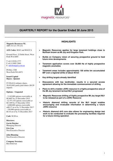 Thumbnail Magnetic Resources NL Quarterly Report 2015-q2