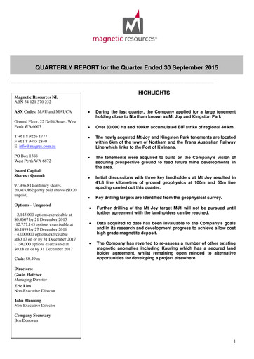 Thumbnail Magnetic Resources NL Quarterly Report 2015-q3