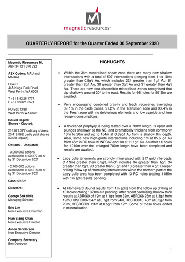 Miniature Magnetic Resources NL Rapport trimestriel 2020-q3