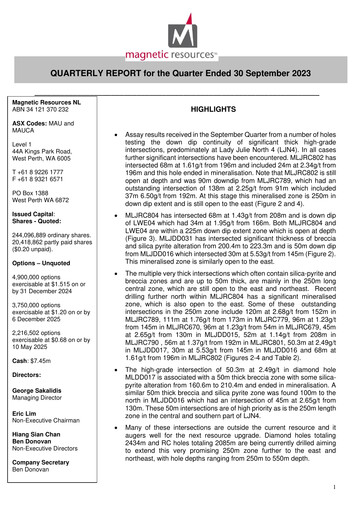 Miniature Magnetic Resources NL Rapport trimestriel 2023-q3