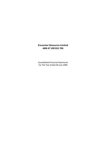 Thumbnail Encounter Resources Financial Statement 2009