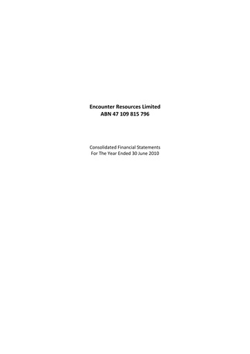 Thumbnail Encounter Resources Financial Statement 2010