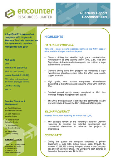 Thumbnail Encounter Resources Quarterly Report 2009-q4