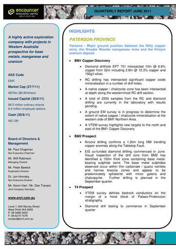 Thumbnail Encounter Resources Quarterly Report 2011-q2
