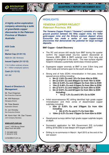 Thumbnail Encounter Resources Quarterly Report 2012-q4