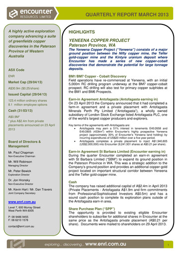 Thumbnail Encounter Resources Quarterly Report 2013-q1