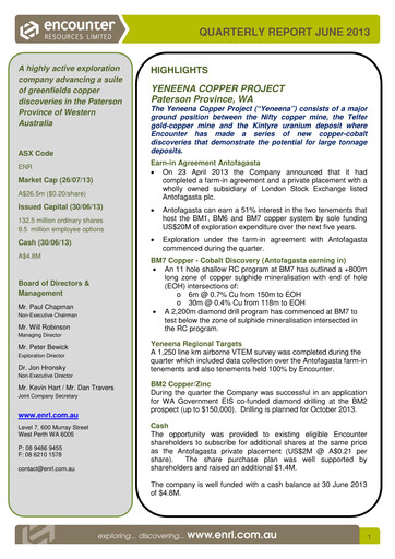 Thumbnail Encounter Resources Quarterly Report 2013-q2