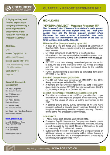 Thumbnail Encounter Resources Quarterly Report 2015-q3