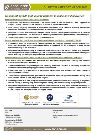 Thumbnail Encounter Resources Quarterly Report 2020-q1