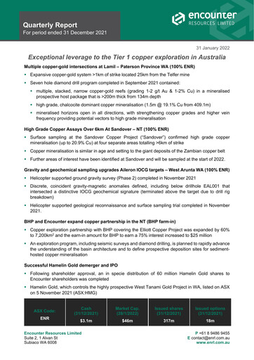 Vorschaubild Encounter Resources Quartalsbericht 2021-q4
