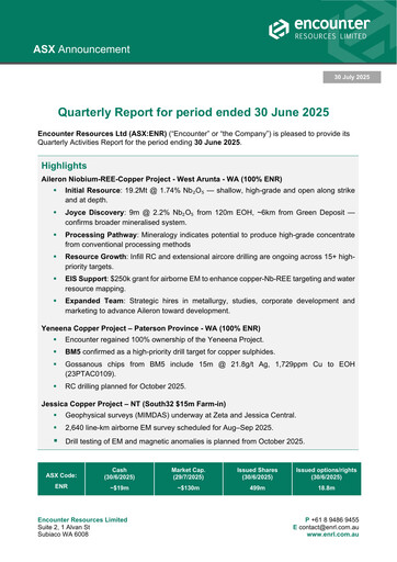 Thumbnail Encounter Resources Quarterly Report 2025-q4